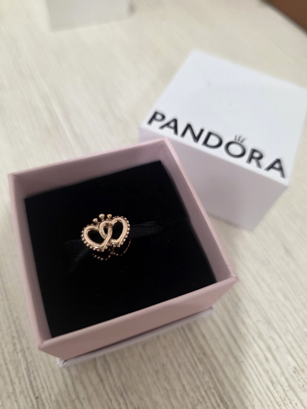 Pandora Rose Gold Linked Double Heart Ring